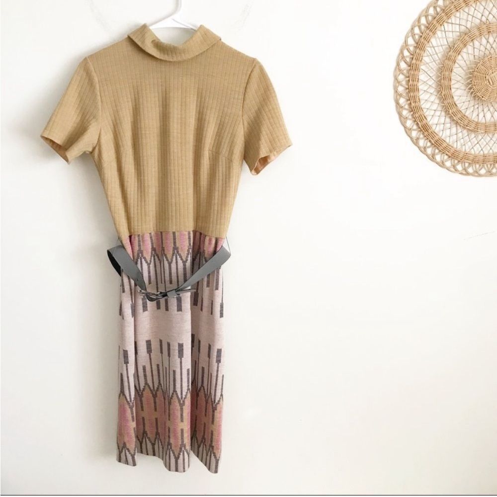 Vintage 70s Belted Sweater Dress